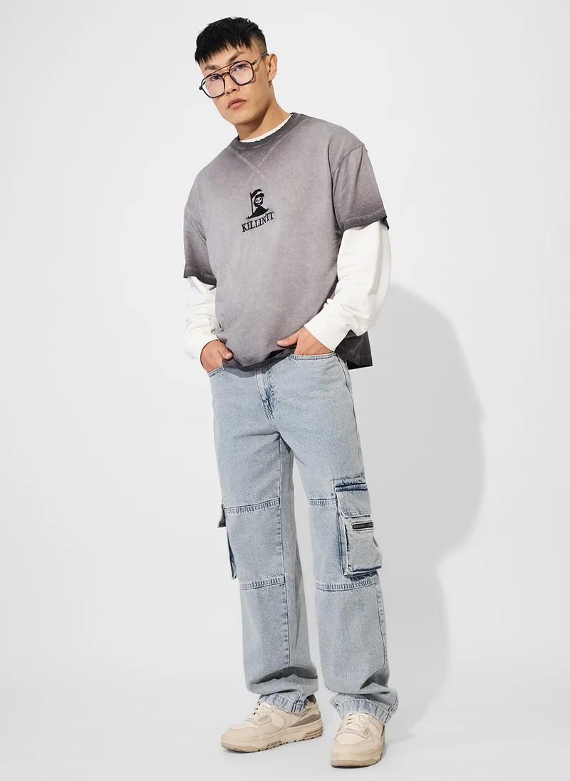 The Souled Store  The Souled Store Men Denims Arctic Solid Oversized Cargo Jeans for Men | Best Price UAE