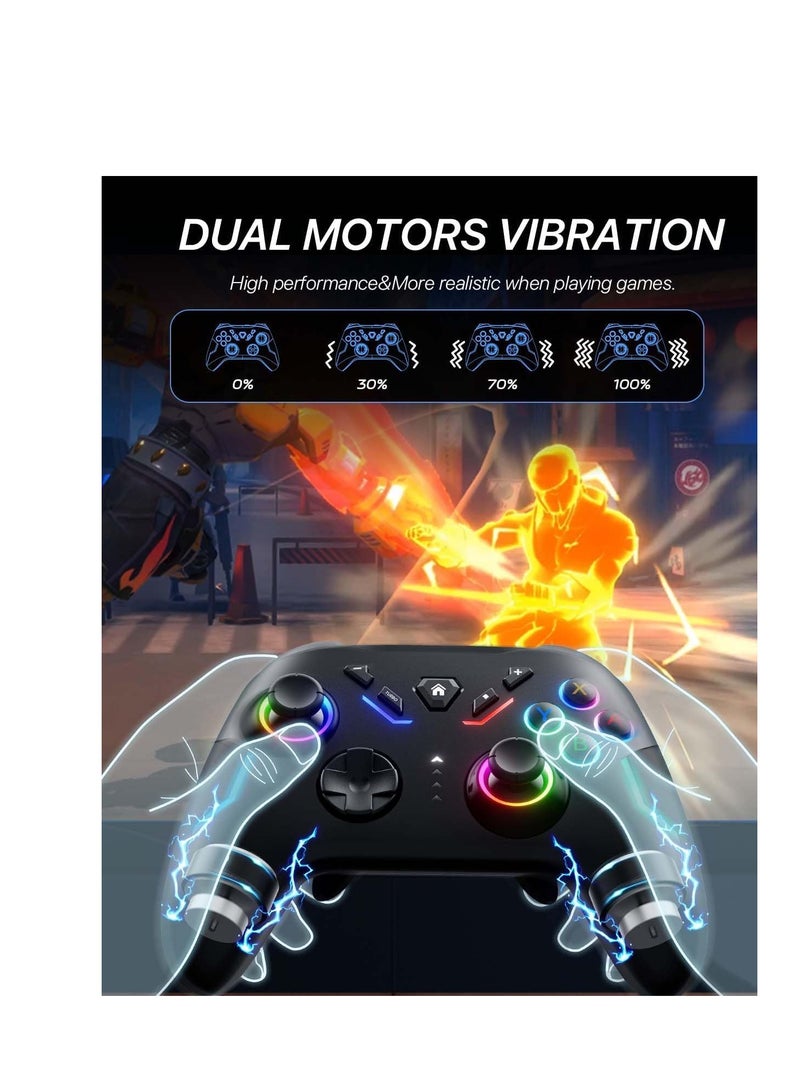 KASTWAVE Switch Controllers, Nin-tendo Switch Controller Compatible with Switch/Switch Lite/Switch OLED/IOS/Android/Windows, Wireless Switch Pro Controller with LED Color Light/Dual shock/Turbo/Motion Control - Image 4