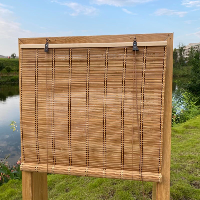 XIUXIU Bamboo Roller Shades Roman Shades for Window Roll Up Blinds for Home Light Filtering Indoor Outdoor Patio A 32 Wx48 H Colour a - Image 2