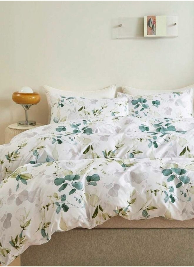 LUNA Home - King Size 6 Pieces, Green Leaves Design Bedding set - Image 1