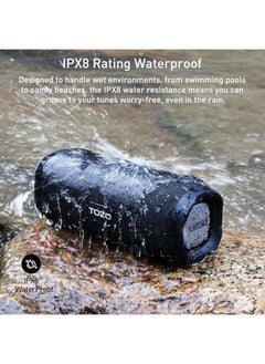 TOZO Pa2 Bluetooth Speaker With Dual Drivers And Dual Bass Diaphragms Deep Bass Loud Stereo Sound Ipx8 Waterproof 25H Playtime Custom Eq App Portable Wireless Speaker For Home Outdoors Travel Black  - Image 4