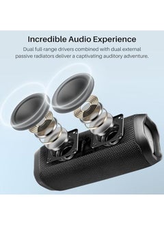 TOZO Pa2 Bluetooth Speaker With Dual Drivers And Dual Bass Diaphragms Deep Bass Loud Stereo Sound Ipx8 Waterproof 25H Playtime Custom Eq App Portable Wireless Speaker For Home Outdoors Travel Black  - Image 2