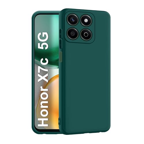CEDO Back Cover for Honor X7c (5G) | Camera Bump Protection & Inner Velvet Fabric Lining | Ultra Slim Matte Soft Rubberised Case Cover (Green) - Image 1