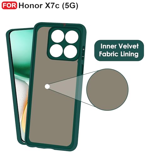 CEDO Back Cover for Honor X7c (5G) | Camera Bump Protection & Inner Velvet Fabric Lining | Ultra Slim Matte Soft Rubberised Case Cover (Green) - Image 4