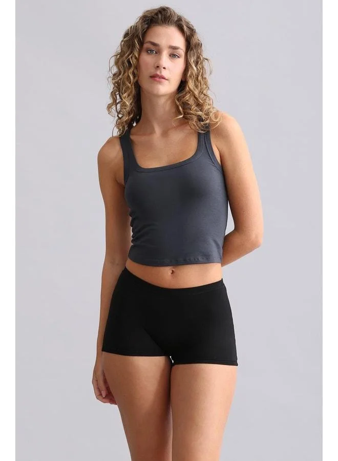 Aytuğ Egyptian Modal by TENCEL U HELEN Thick-Strap Crop / T-Shirt Anthracite.