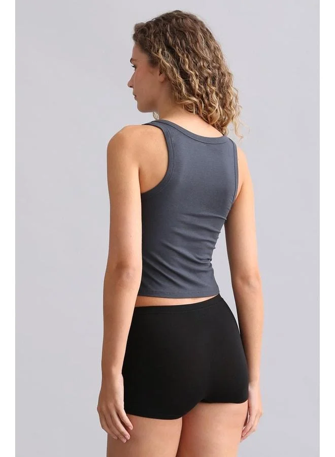 Aytuğ Egyptian Modal by TENCEL U HELEN Thick-Strap Crop / T-Shirt Anthracite.