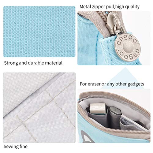 EASTHILL Cartoon Cute Cat Pencil Pouch Canvas Pen Bag Standing Stationery Case Holder Box for Student (Blue) - Image 4