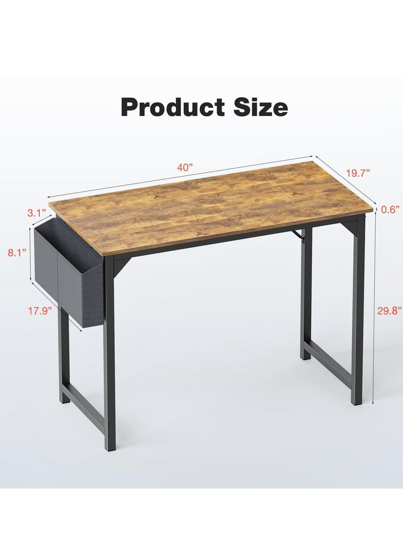 Generic Computer Desk Office Gaming Study Writing Work Modern Minimalist Style Wooden PC Workstation with Storage Bag Headphone Hook Metal Frame.  - Image 5