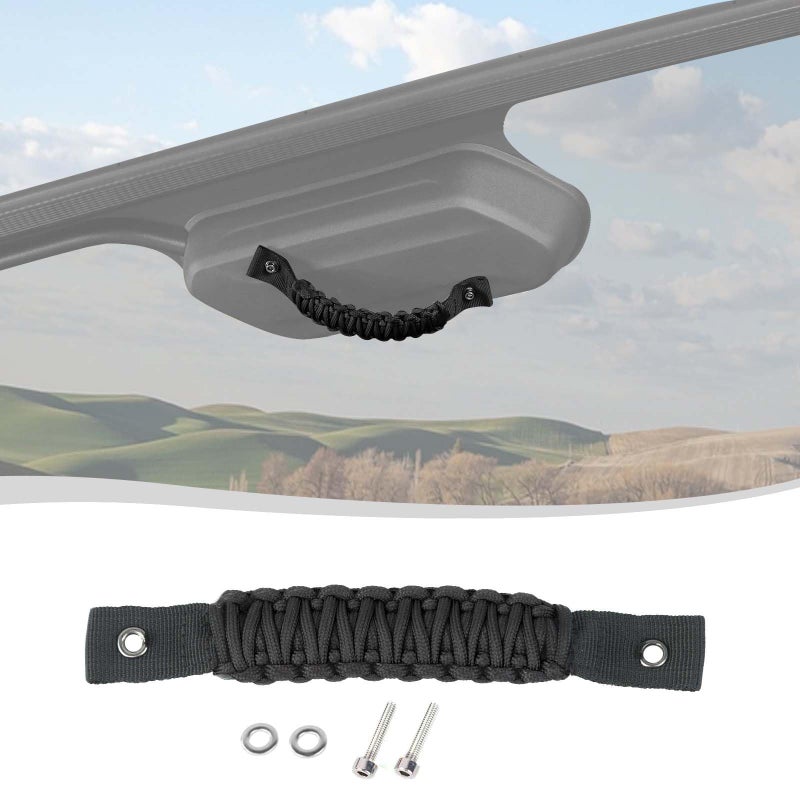 Voodonala Jeep Wrangler JL Rear Window Grip Handle Paracord Grab Handle Compatible with Jeep Wrangler JL JLU 4XE 20182024 Trunk Tailgate Assist Grip 1Pc Full Black Add Washers - Image 2
