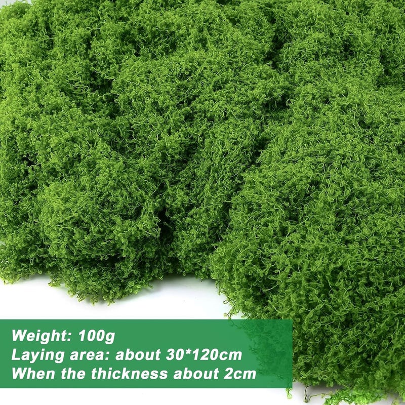 PacuM 100 g Artificial Moss for Decorating, Process Moss, Nylon Fake Moss, Artificial Moss for Crafts, Artificial Moss for Crafts, Iceland Moss, Artificial Moss for Crafts, Miniature Garden Decoration (Dark - Image 2
