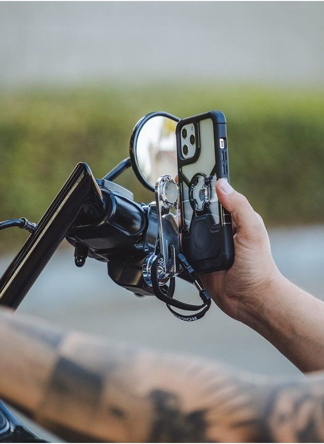 Rokform - Motorcycle Cell Phone Perch Mount, Clutch Perch Phone Mount Fits Most Harley's, Secures Phone Via Quad Tab Twist Lock Mount and Built-in Magnet Mount (Polished Aluminum) - Image 1