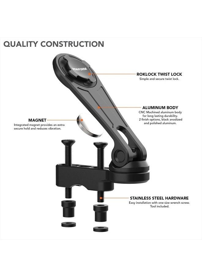 Rokform - Motorcycle Cell Phone Perch Mount, Clutch Perch Phone Mount Fits Most Harley's, Secures Phone Via Quad Tab Twist Lock Mount and Built-in Magnet Mount (Polished Aluminum) - Image 1