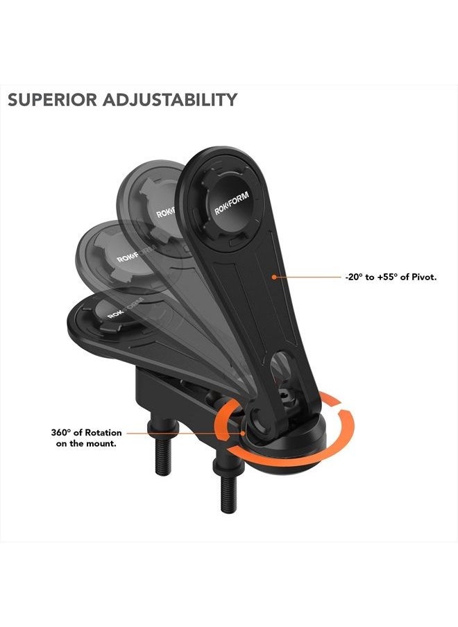 Rokform - Motorcycle Cell Phone Perch Mount, Clutch Perch Phone Mount Fits Most Harley's, Secures Phone Via Quad Tab Twist Lock Mount and Built-in Magnet Mount (Polished Aluminum) - Image 1