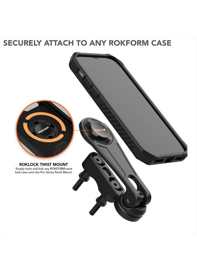 Rokform - Motorcycle Cell Phone Perch Mount, Clutch Perch Phone Mount Fits Most Harley's, Secures Phone Via Quad Tab Twist Lock Mount and Built-in Magnet Mount (Polished Aluminum) - Image 1