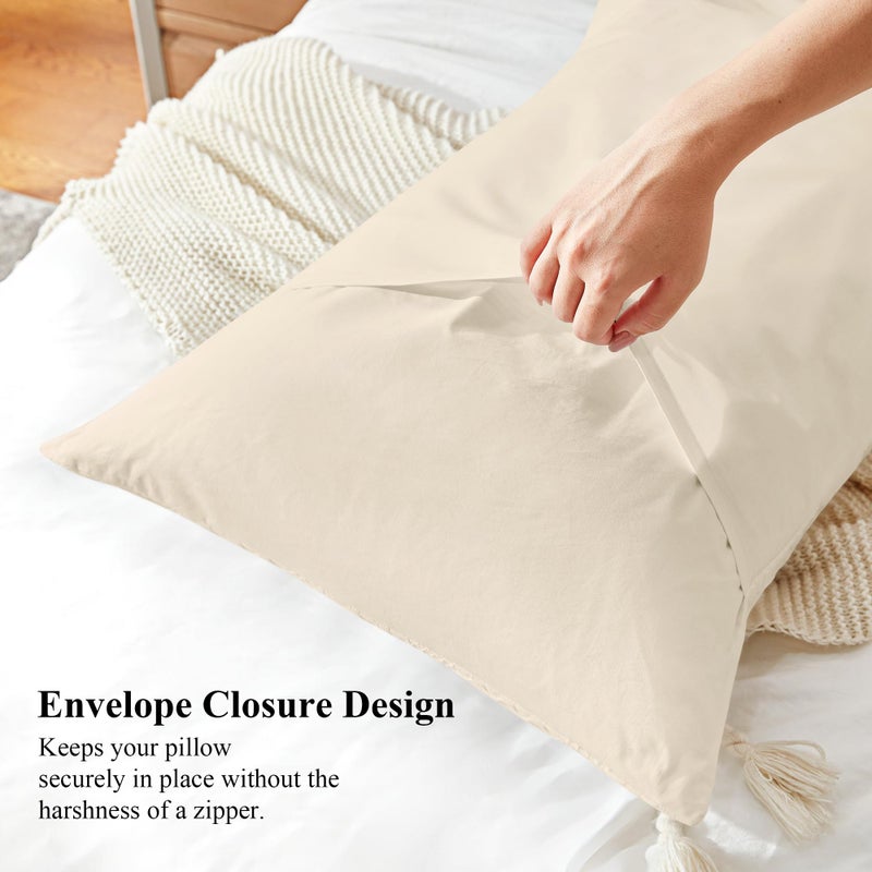Mosluna 100% Coton Waffle King Size Pillow Cases Set of 2, Soft Aesthetic Pillow Shams Covers 2 Pack, Breathable Decorative Pillowcases Without Inserts, 20 X 36 Inches Beige - Image 4