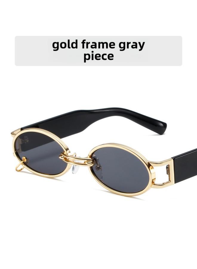 Generic Vintage Hong Kong Style Oval Frame Glasses Small Frame Metal Frame Sunglasses For Men And Women Personalized Decorative Wear Sunglasses 