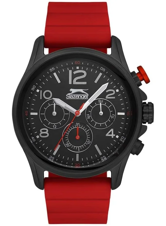 سلازنجر Men's Quartz Movement Watch, Multi Function Display and Silicone Strap - SL.9.6552.2.02, Red