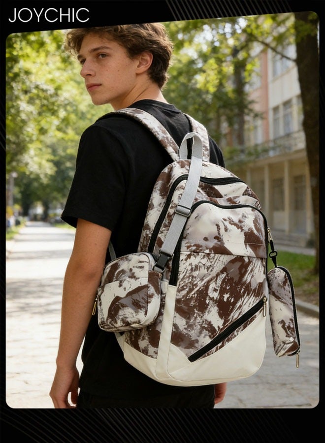 Joychic 3-piece Fashionable Travel Daypack Nylon Waterproof Zipper School Backpack Set with Pencil Pouch For Middle High Students - Image 1