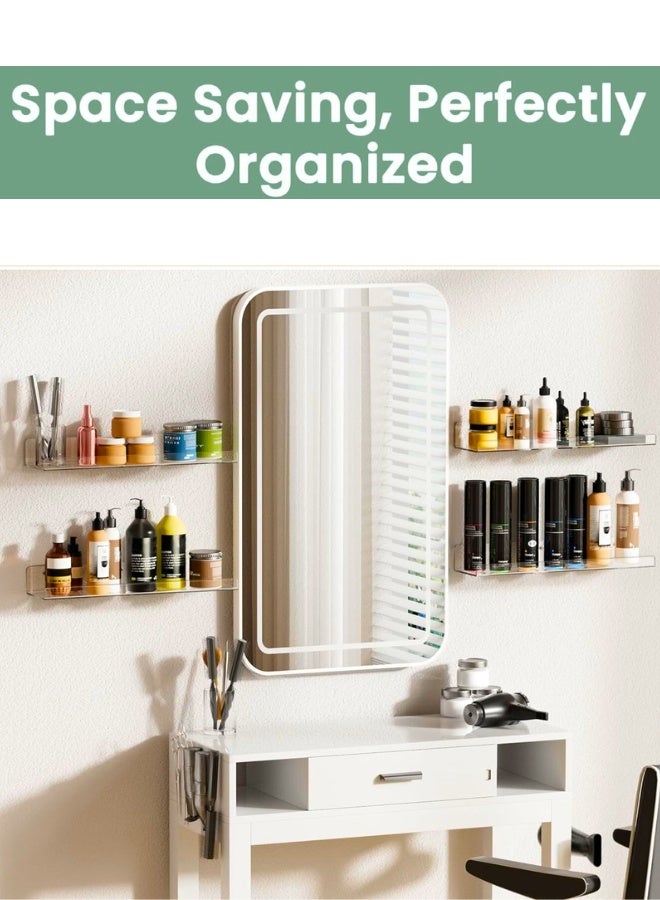 Chase Up 4 Pack Acrylic Shelves for Wall Storage, 15" Floating Bookshelves for Kids, Display Shelves Organizer for Bathroom, Bedroom, Living Room, Kitchen, Room Decor, Clear - Image 2