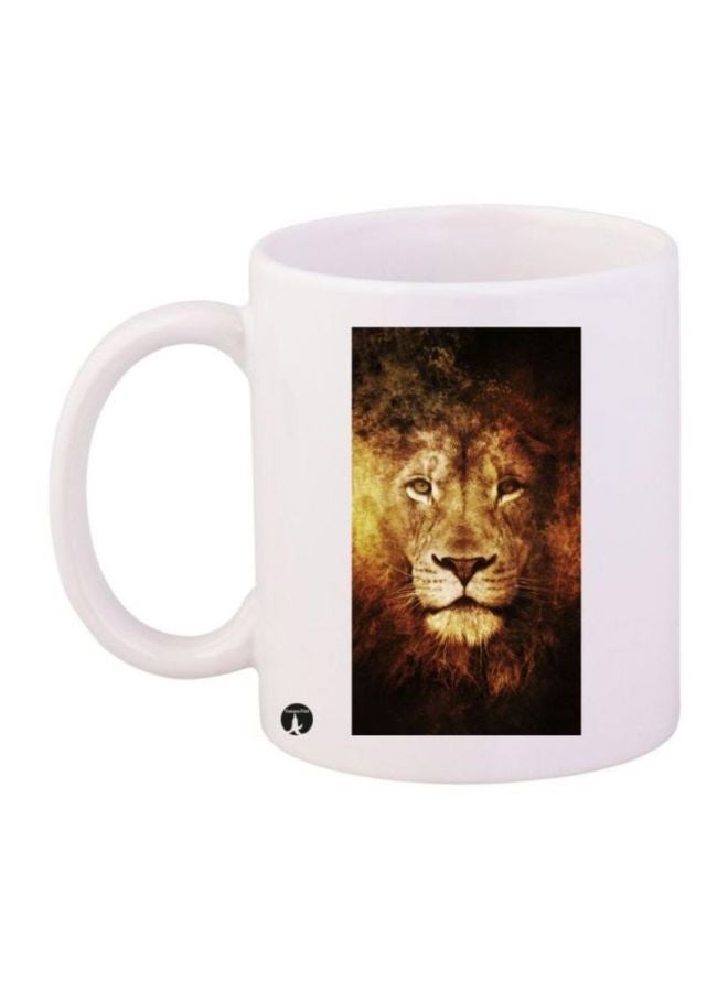 RYN Lion Printed Coffee Mug White/Yellow/Black