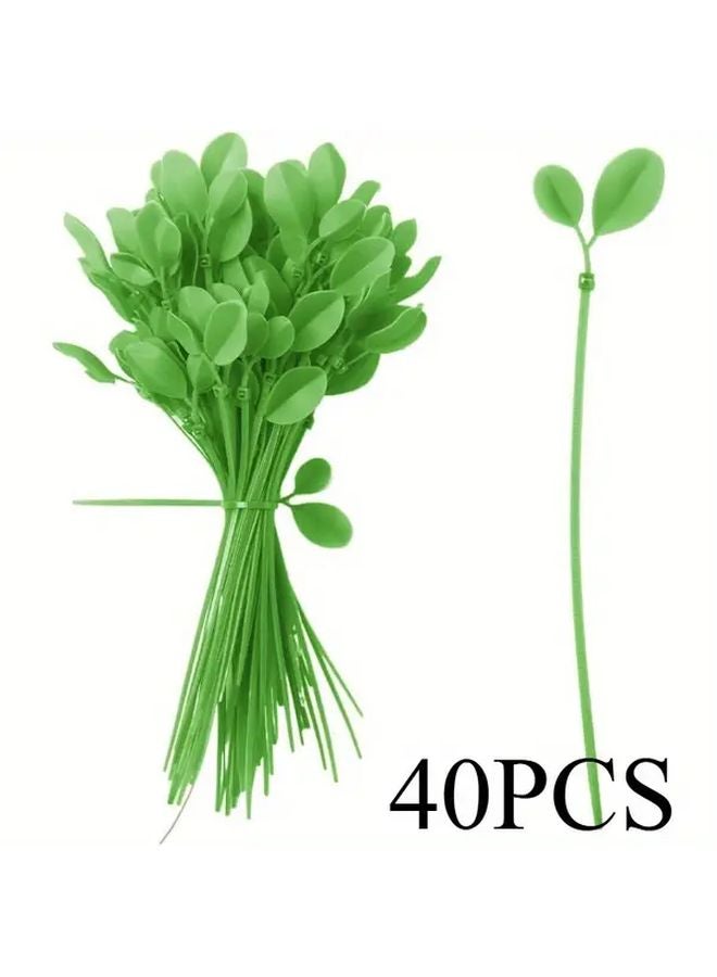 40 قطعة شريط ربط على شكل عشب بلاستيك متين لأعمال الحرف اليدوية تنسيق الزهور والبستنة - Image 1