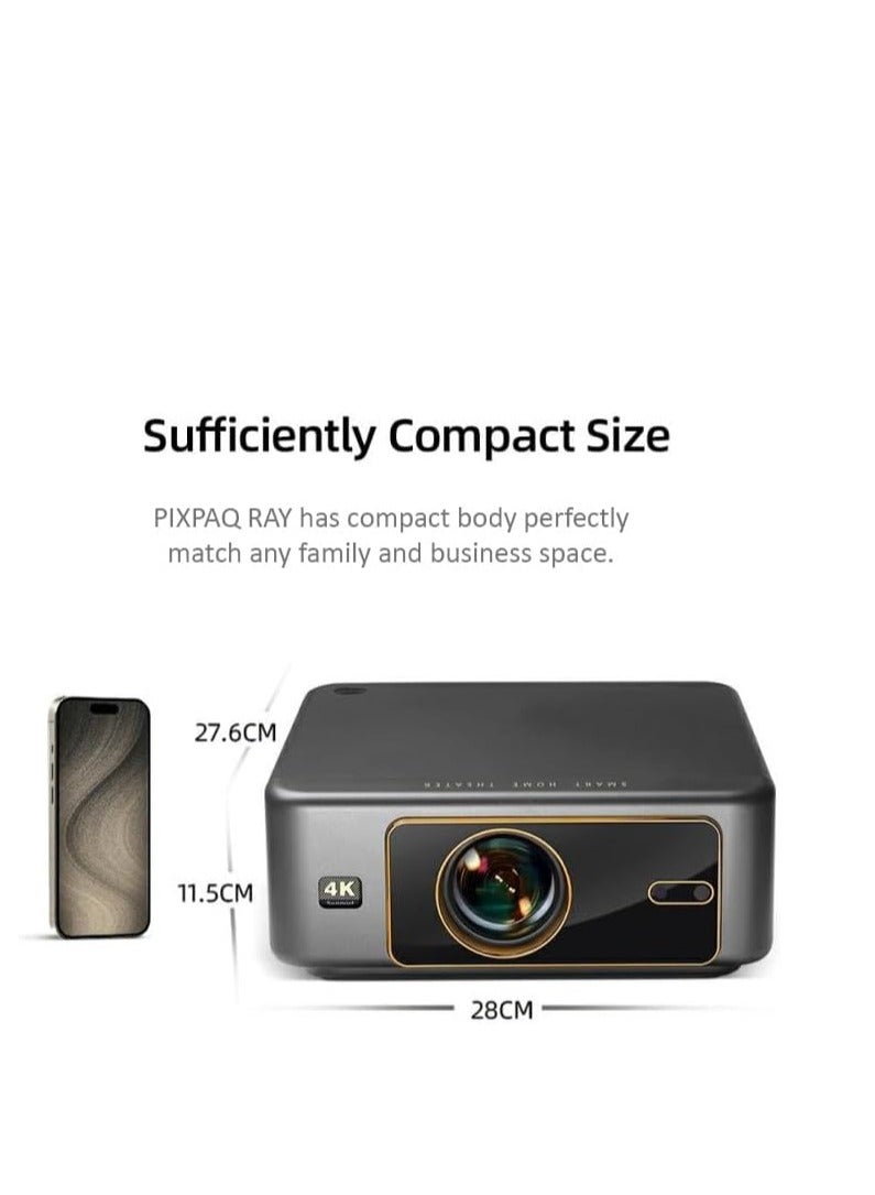 جهاز عرض منزلي راي 2000 ANSI و20000 لومن اوتوماتيكي بالكامل FHD 1080p، 4K HDR اندرويد (تركيز تلقائي + حجر انحراف تلقائي)، ايه ار سي، واي فاي مزدوج وبلوتوث ومنفذ HDMI مزدوج - Image 3