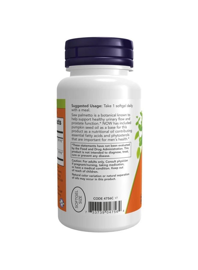 Now Foods Saw Palmetto Extract, 320 Mg 90 Veggie Softgels - Image 3