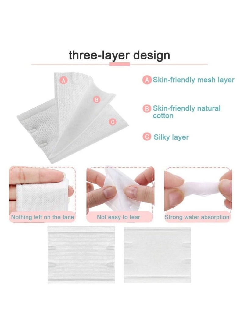 Captaintech Makeup Remover Pads, 222pcs 100% Pure Cotton Pads, Three-layer Thickened Cotton for Cosmetic, Sensitive Skin, Nail, and Personal Care, Save Water Soft Gentle Makeup Tools, Disposable Face Towel  - Image 3