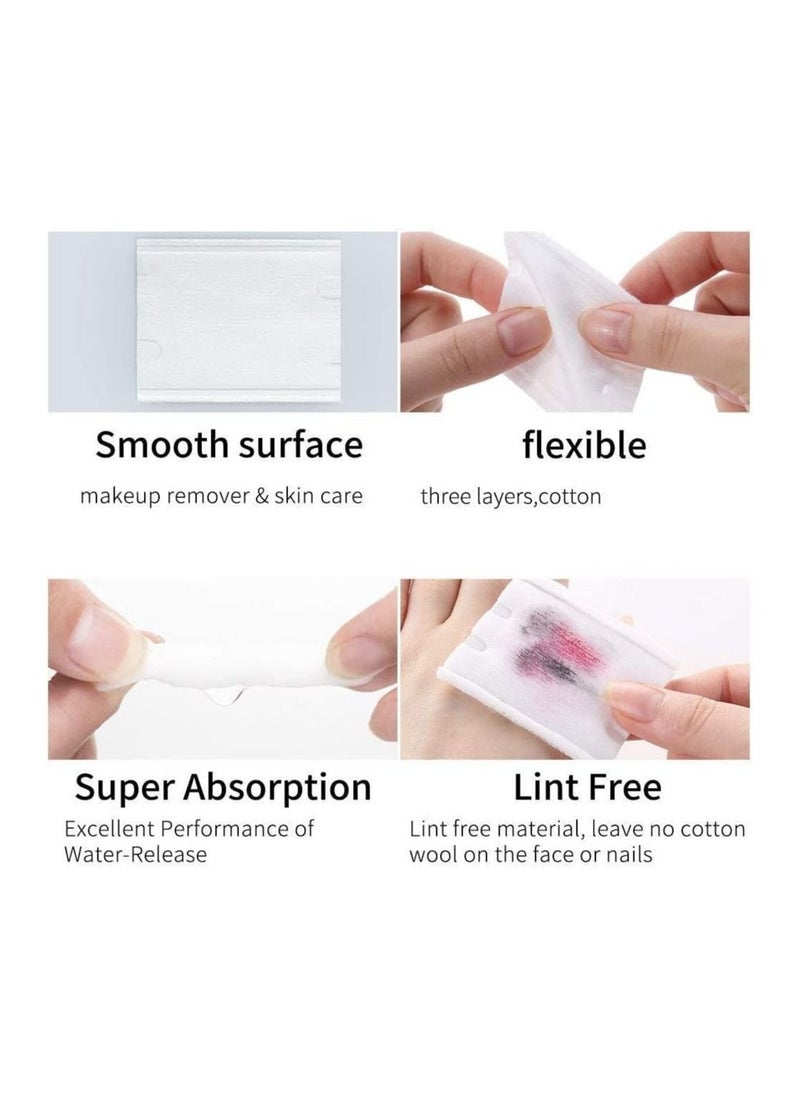 Captaintech Makeup Remover Pads, 222pcs 100% Pure Cotton Pads, Three-layer Thickened Cotton for Cosmetic, Sensitive Skin, Nail, and Personal Care, Save Water Soft Gentle Makeup Tools, Disposable Face Towel  - Image 4