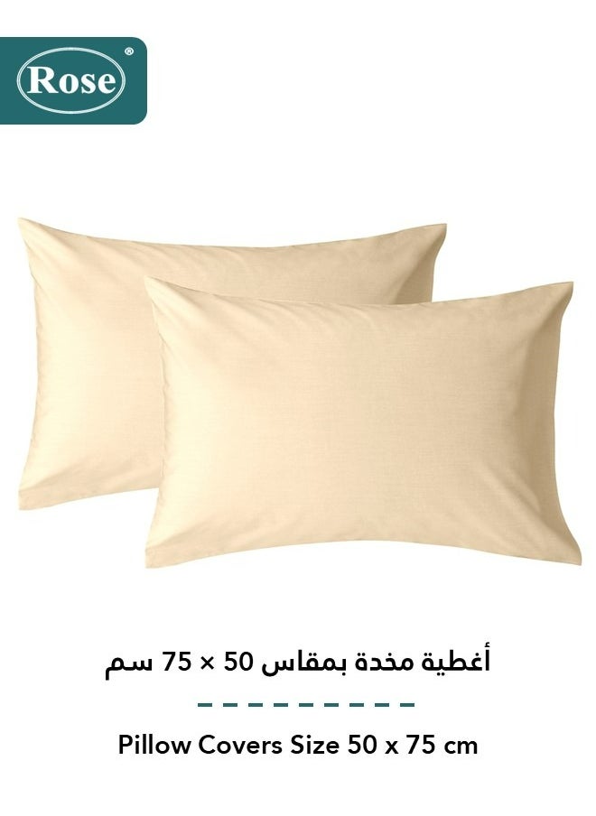 Rose - Rose Luxurious Plain Fitted Sheet with Deep Pockets and Pillow Cases, Bed Sheet 3-Pieces Set, Soft & Cozy Microfiber Breathable and Cooling, King Size 200x200+38 cm, Beige - Image 1