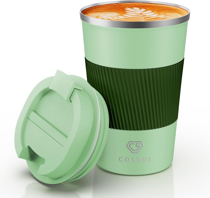 CS COSDDI 12 oz Stainless Steel Vacuum Insulated Tumbler - Coffee Travel Mug Spill Proof with Lid - coffee Cup for Keep Hot/Ice Coffee,Tea and Beer (3rd Light green) - Image 1