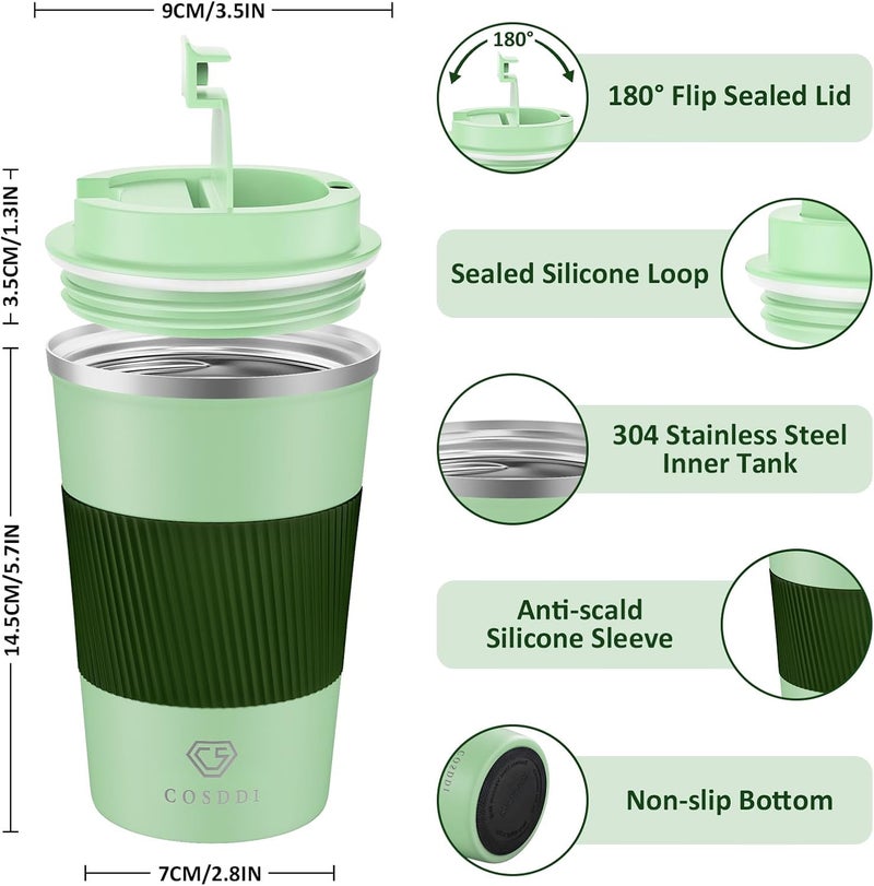 CS COSDDI 12 oz Stainless Steel Vacuum Insulated Tumbler - Coffee Travel Mug Spill Proof with Lid - coffee Cup for Keep Hot/Ice Coffee,Tea and Beer (3rd Light green) - Image 2