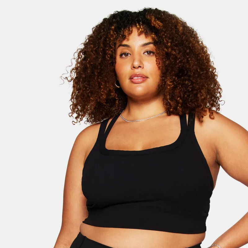 Fabletics Black Women's Principal Longline Medium-Support Training Sports Bra for Women | Best Price UAE