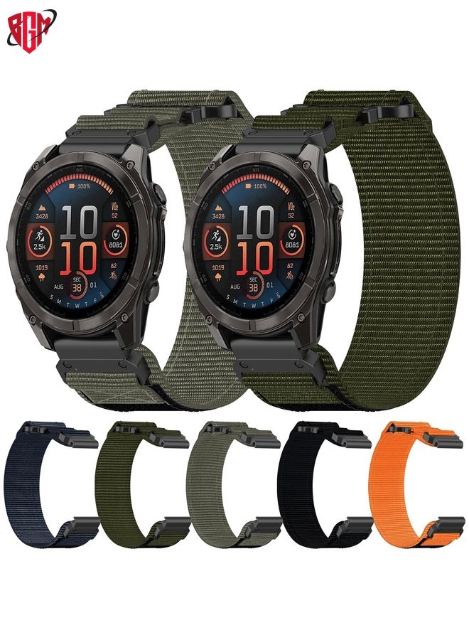 BGM Watch Band Strap For Garmin Fenix 8 AMOLED 47mm Nylon Hook and Loop Fastener 22mm Quick Release Watch Band(Black)  - Image 4