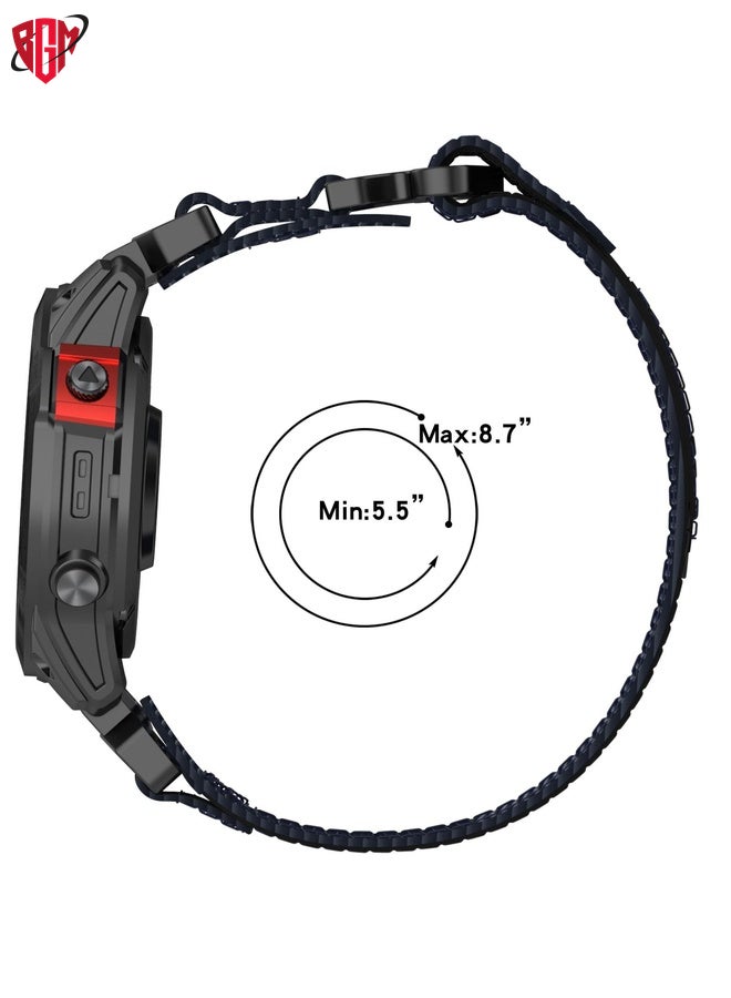 BGM Watch Band Strap For Garmin Fenix 8 AMOLED 47mm Nylon Hook and Loop Fastener 22mm Quick Release Watch Band(Black)  - Image 5