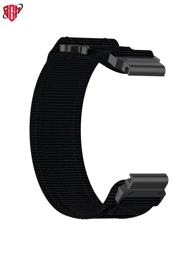 BGM Watch Band Strap For Garmin Fenix 8 AMOLED 47mm Nylon Hook and Loop Fastener 22mm Quick Release Watch Band(Black)  - Image 3