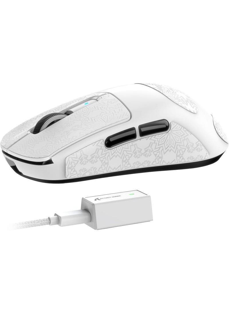 هجوم القرش R6 Wireless Gaming Mouse, Tri-Mode Connection, 39 Grams Superlight, PAW3950 42K DPI Sensor, 8K Polling Rate, MCU Nodic 52840, 7 Programmable Buttons, for PC/Mac/Linux/PS - White & Sticker - Image 1