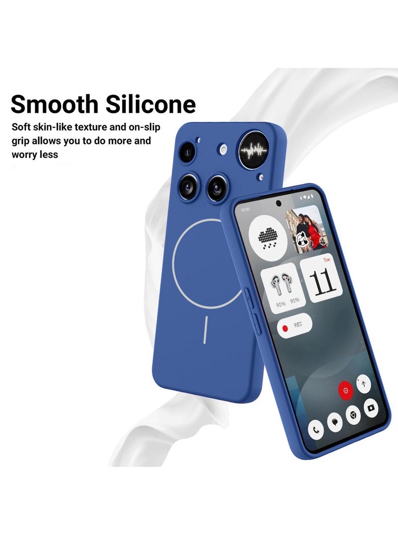 دبليو تيك غلاف حالة رقيق متوافق مع حلقة ماغ سيف من السيليكون السائل الفاخر لجهاز ناثينغ فون (3) 5G عام 2025 - الأزرق البحري - Image 4