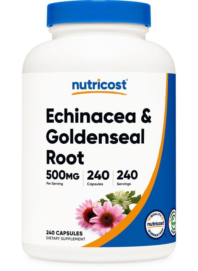 Nutricost Echinacea & Goldenseal Root, 500mg, 240 Capsules - Vegetarian Caps, Non GMO, Gluten Free - Image 1