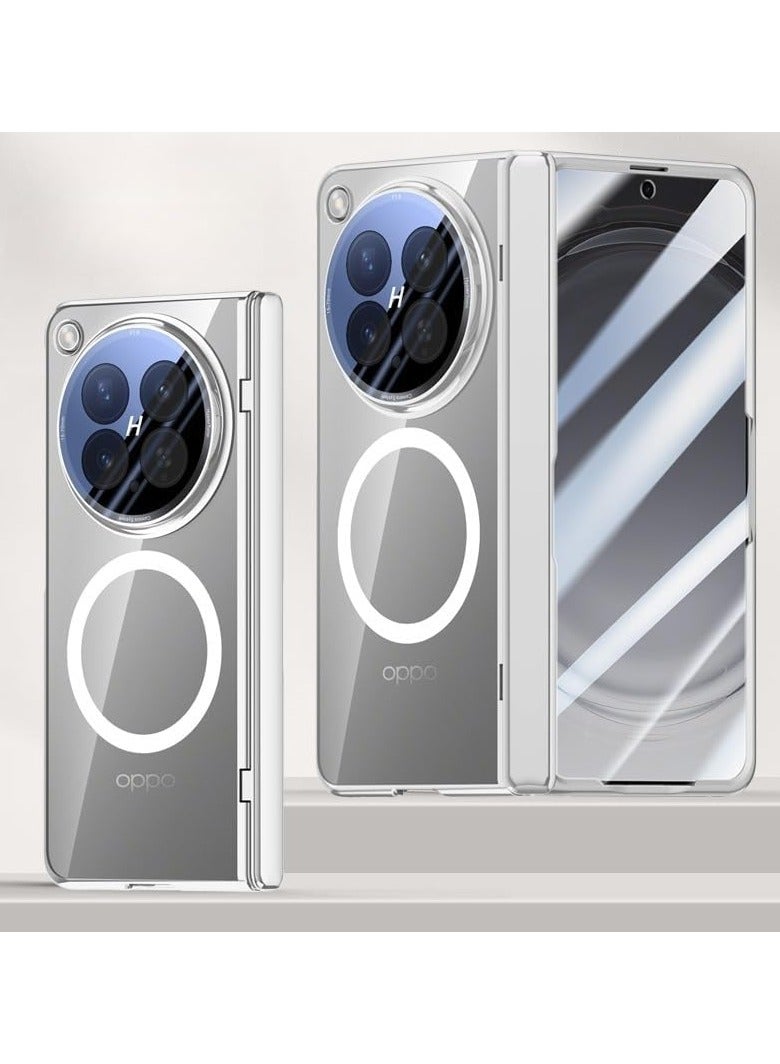 Magnete Case for OPPO Find N6, [Built-in Screen Protector/Camera Protector] [Wireless Charging Support] Electroplated Transparent Shock-Resistant Flip Case