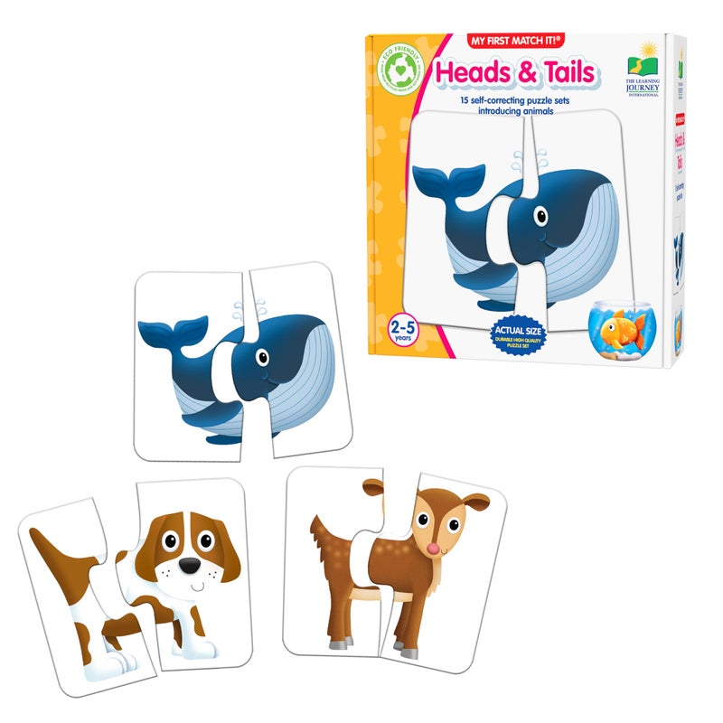 The Learning Journey: My First Match It - Head and Tails - 15 Piece Self-Correcting Animal Matching Puzzles - Learning Toys for Toddlers 1-3 - Award Winning Toys - Image 1