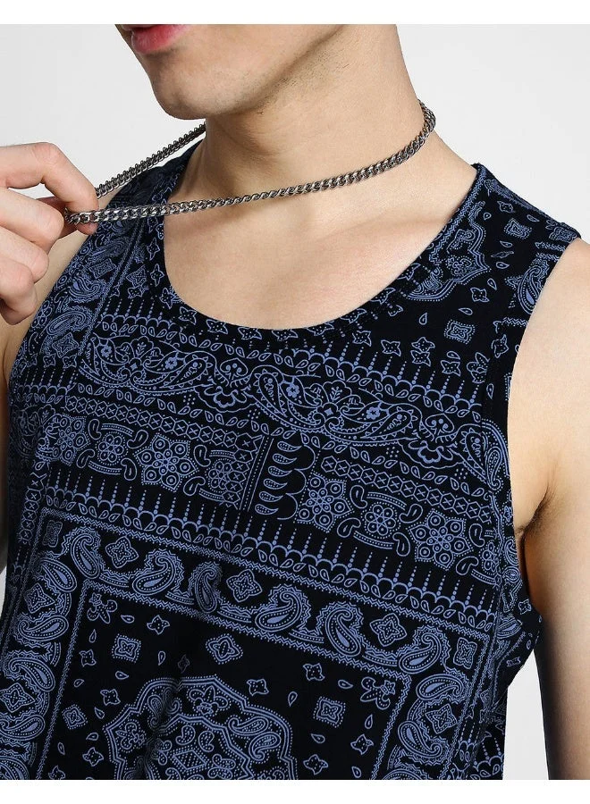 فيردو Veirdo®Pure Cotton Scoop Neck Regular Fit All Over Printed Sleeveless Vest for Men & Boys (VDVMTW03000047_M)