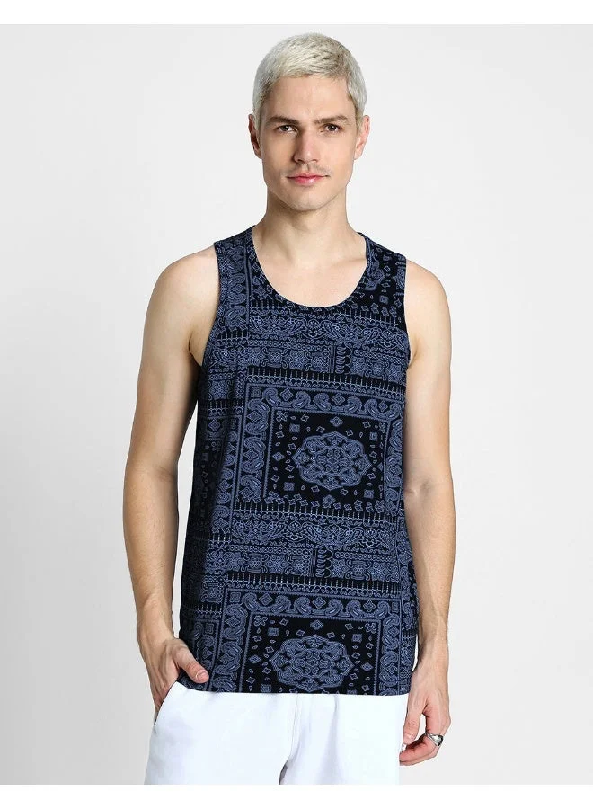 فيردو Veirdo®Pure Cotton Scoop Neck Regular Fit All Over Printed Sleeveless Vest for Men & Boys (VDVMTW03000047_M)