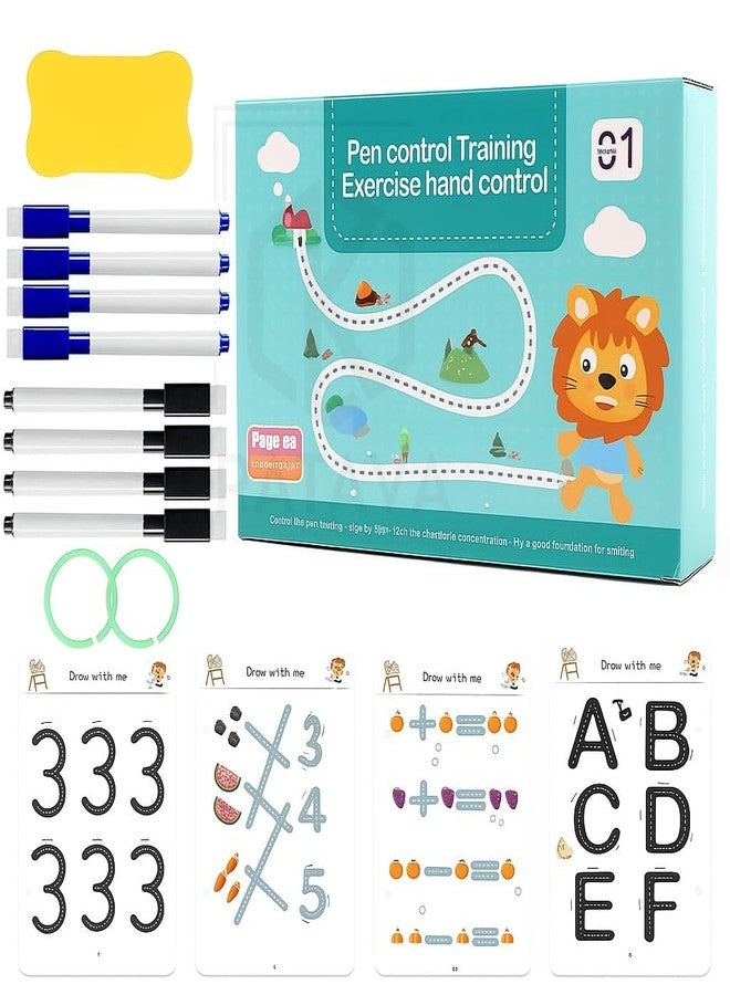 PRIMESKY Magical Tracing Workbook Set, Hand Writing Pen Control Training Book for Learning to Write The Alphabets & Numbers, Preschool Educational Reusable Learning Book for Kids (1) - Image 1