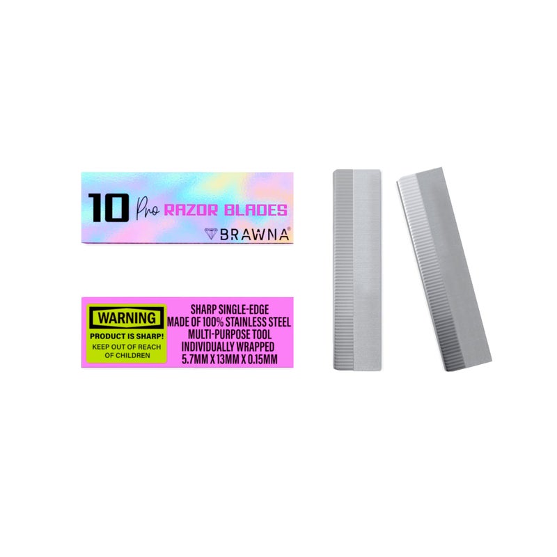 BRAWNA PMU Supplies Eyebrow Razor Blades - Stainless Steel Single Edge Razor Blades - Eyebrow Pencil Shaper - Duckbill - Shape Pencil Sharpening Tool for Waterproof Peel Off Pencils - 10 Pck - Image 1