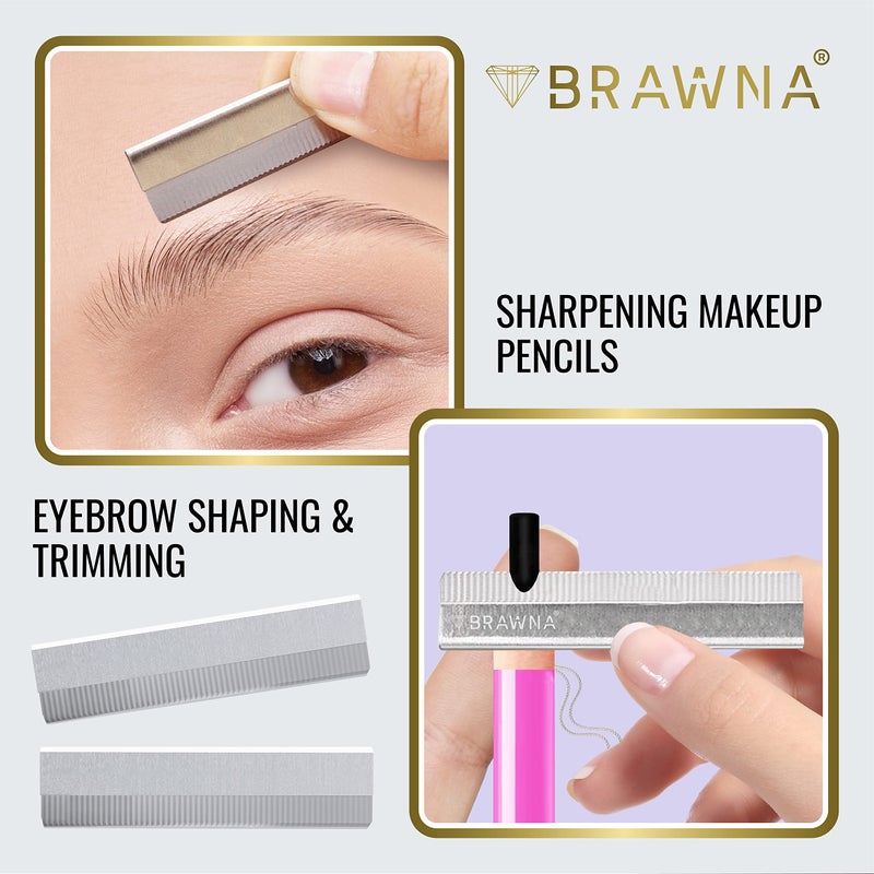 BRAWNA PMU Supplies Eyebrow Razor Blades - Stainless Steel Single Edge Razor Blades - Eyebrow Pencil Shaper - Duckbill - Shape Pencil Sharpening Tool for Waterproof Peel Off Pencils - 10 Pck - Image 3