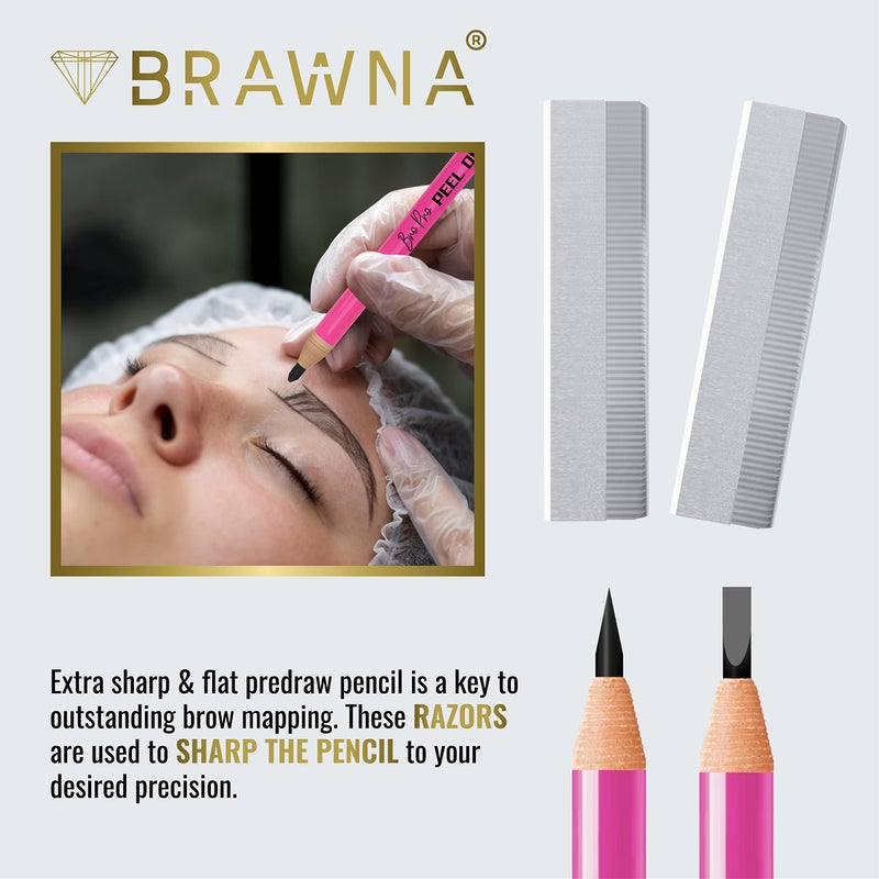 BRAWNA PMU Supplies Eyebrow Razor Blades - Stainless Steel Single Edge Razor Blades - Eyebrow Pencil Shaper - Duckbill - Shape Pencil Sharpening Tool for Waterproof Peel Off Pencils - 10 Pck - Image 4