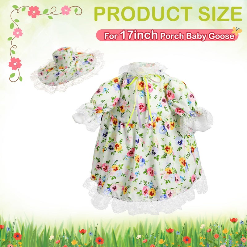 FuWeave Spring Porch Goose Outfit for 17" Floral Skirt Lawn Goose Costume Clothes for Outdoor Patio Yard Lawn Art Decoration - Image 2