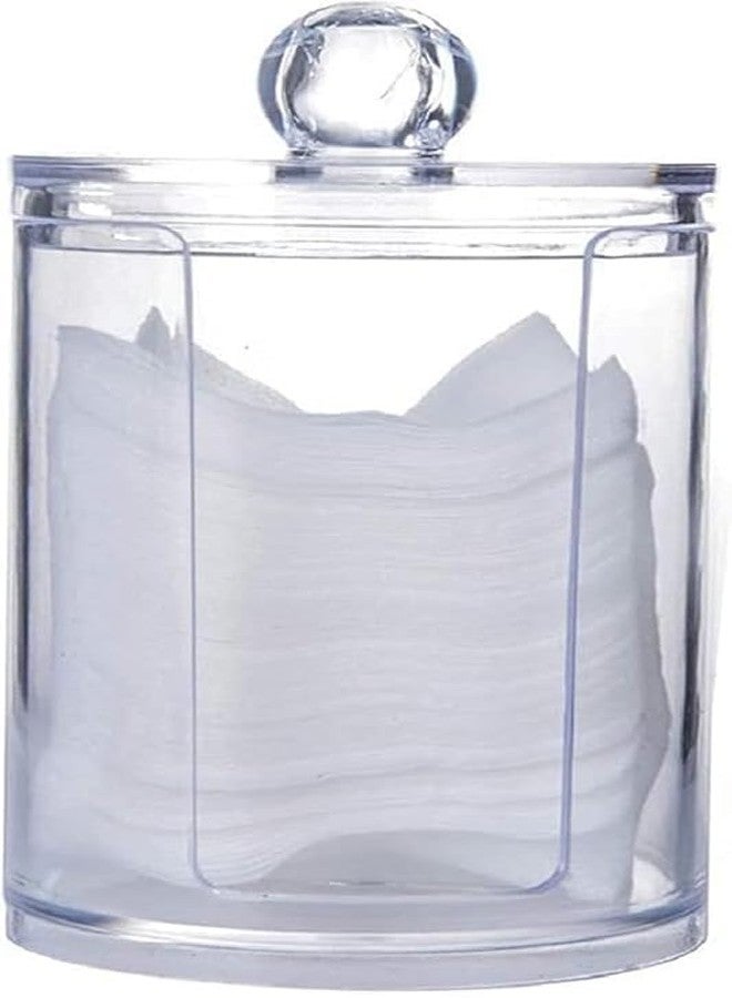 Vroxy Round Makeup Removal Cotton Wipes/Pad Dispenser Holder Transparent Cosmetic Cotton Dispenser Holder Containers for Makeup Room, Bathroom, Dressing Table (1Pcs) - Image 1
