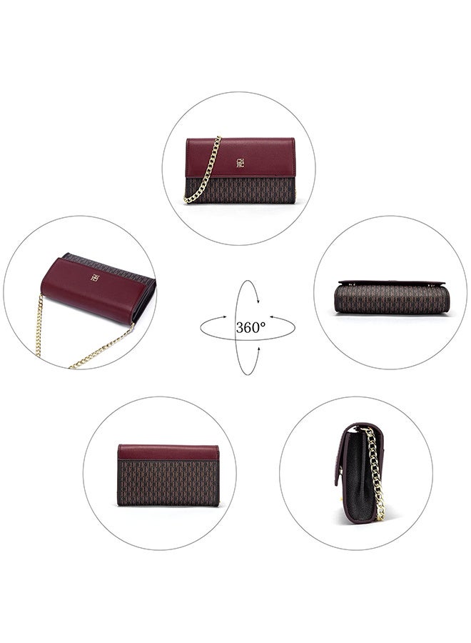 Chchmu حقيبة كتف نسائية من CHCH، حقيبة يد مسائية، لون أحمر نبيذي عتيق، حقيبة جلدية تحت الإبط، حقيبة كتف كبيرة، تصميم حزام كتف بسلسلة، صناعة يدوية رائعة، تصميم عصري - Image 4